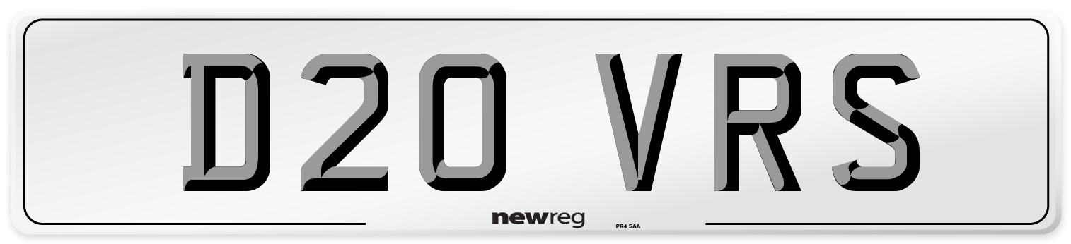 D20 VRS Number Plate from New Reg